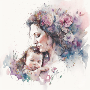 Mother and baby watercolor