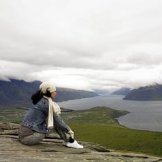 Woman overlooking water